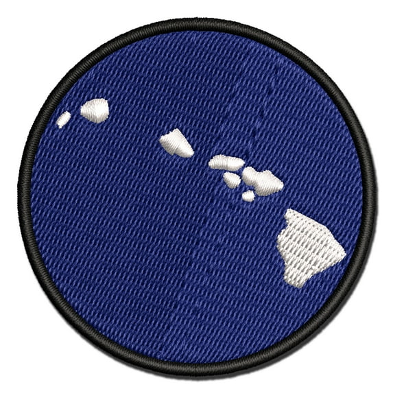 Hawaii State Silhouette Applique Multi-Color Embroidered Hook & Loop Patch - 2.0 Inch Mini