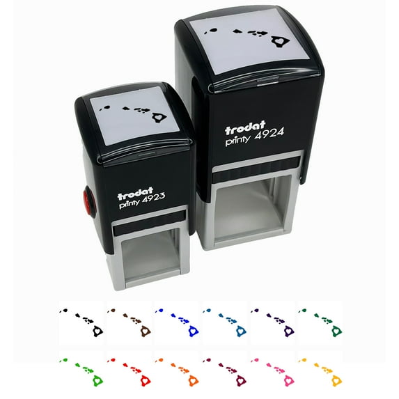 Hawaii State with Heart Self-Inking Rubber Stamp Ink Stamper - Black Ink - Small 1 Inch