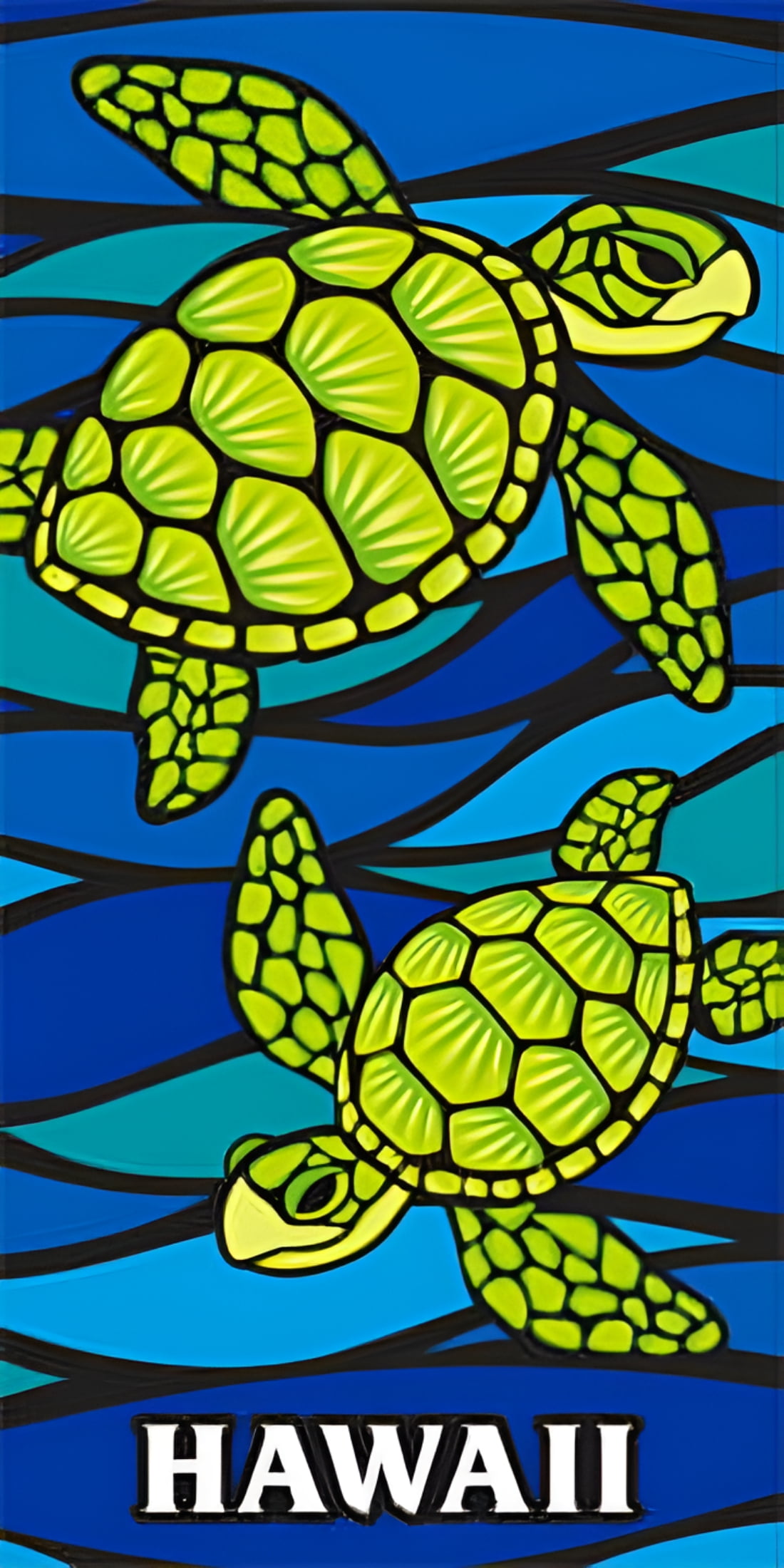 Hawaii Style Beach Towel Blue Turtle Honu Sea Glass