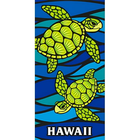 Hawaii Style Beach Towel Blue Turtle Honu Sea Glass