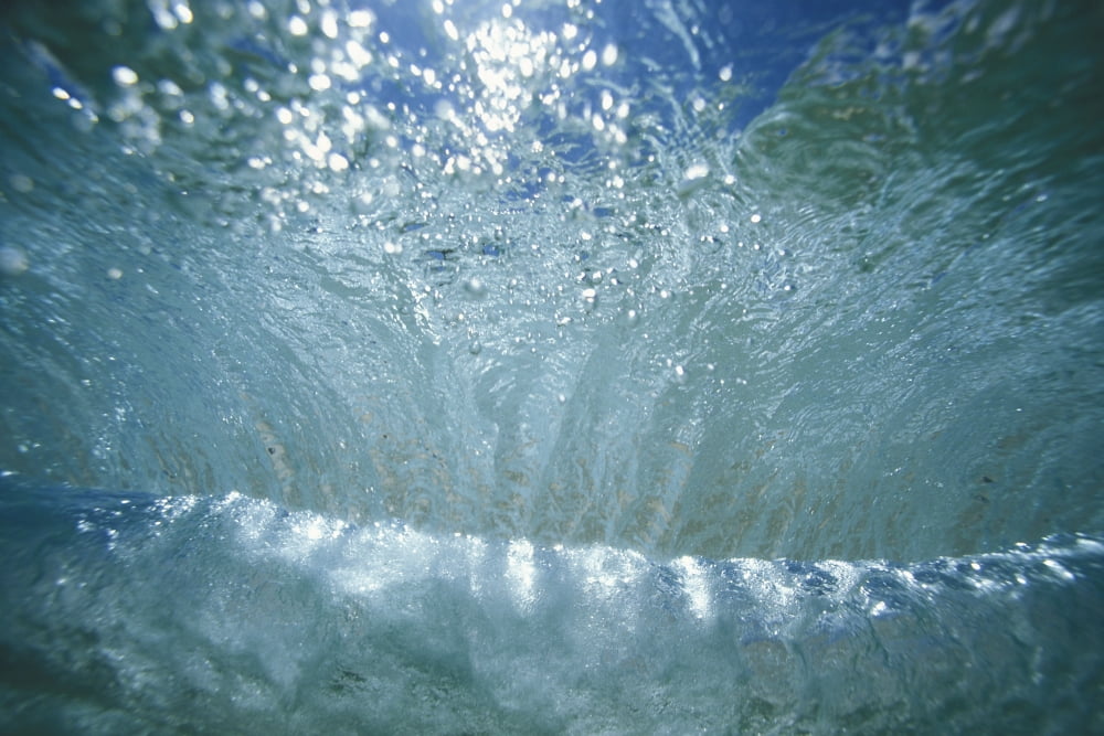 Hawaii Sunlight Glistening Through A Wave Curl From Underwater Canvas Art - Vince Cavataio Design Pics (17 x 11)