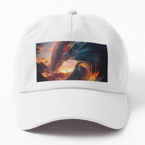 Hawaii Sunrise Surfers Wave Baseball Cap, Surf Graphic Design