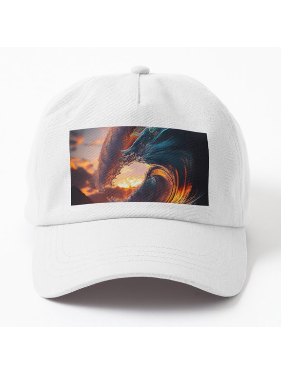 Hawaii Sunrise Surfers Wave Baseball Cap, Surf Graphic Design