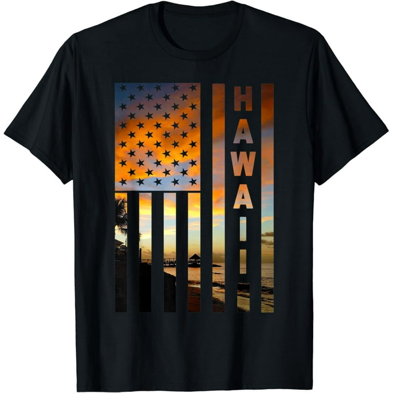 Hawaii Sunset American Flag Honolulu Hawaiian Island T-Shirt Hawaii Sunset American Flag Honolulu Hawaiian Island T-Shirt