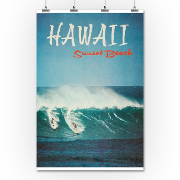 Hawaii - Sunset Beach Vintage Poster (artist: Grannis) USA c. 1960 (36x54 Giclee Gallery Print, Wall Decor Travel Poster)