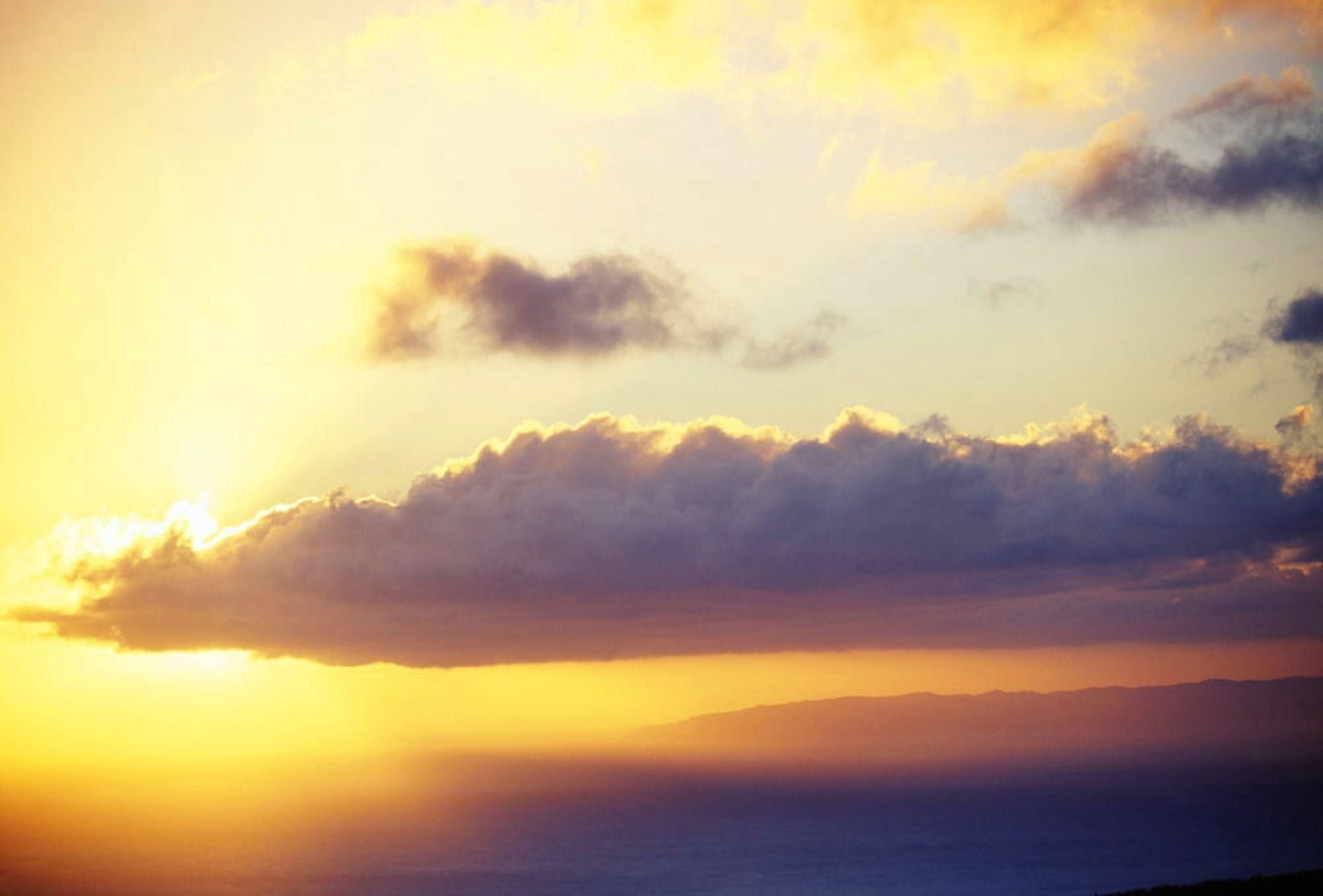 Hawaii Sunset Over Niihau From Kauai Golden Sky Canvas Art - Brent Black Design Pics (38 x 24)