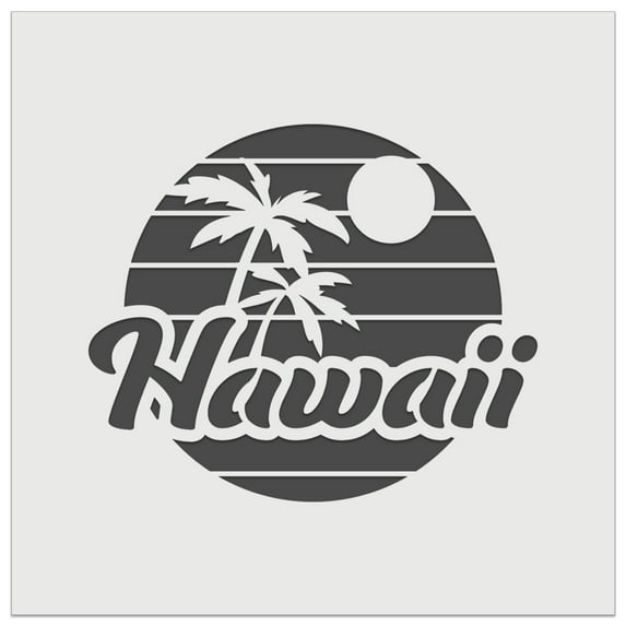 Hawaii Sunset Text with Palm Trees DIY Cookie Wall Craft Stencil - 5.5 Inch