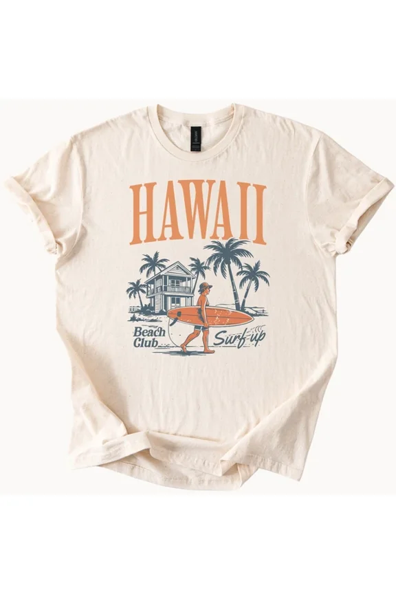 Hawaii Surf Up Beach Club Tee Aloha Shirt Unisex S-5XL Hot Trending Shirt, Vintage Birthday Gift