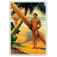 thumbnail image 1 of Hawaii Surfers with Longboards - Vintage Travel Poster by H. B. Christian c.1942 - Master Art Print (Unframed) 13in x 19in, 1 of 4