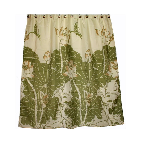 Hawaii Theme 100% Polyester Fabric Shower Water Lily Flower