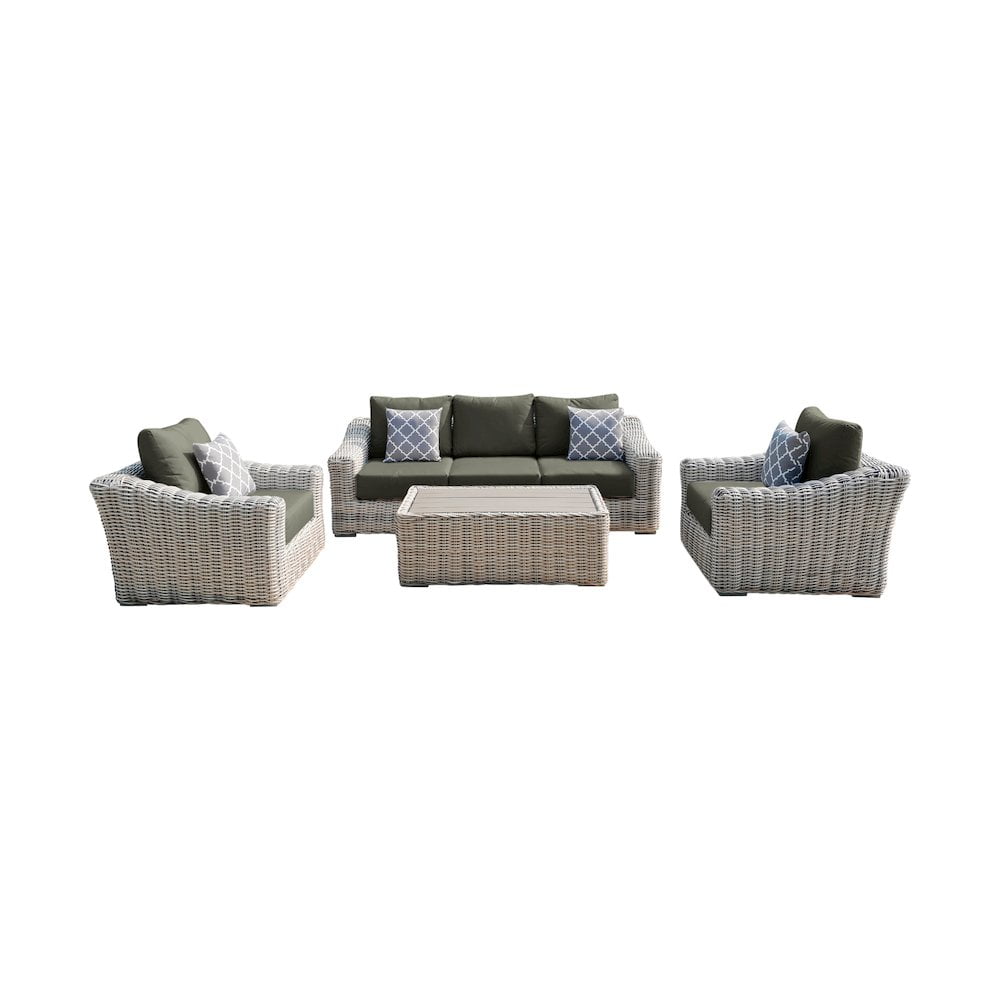 Hawaii Three-Tone Wicker Sofa Set with Gray Cushions