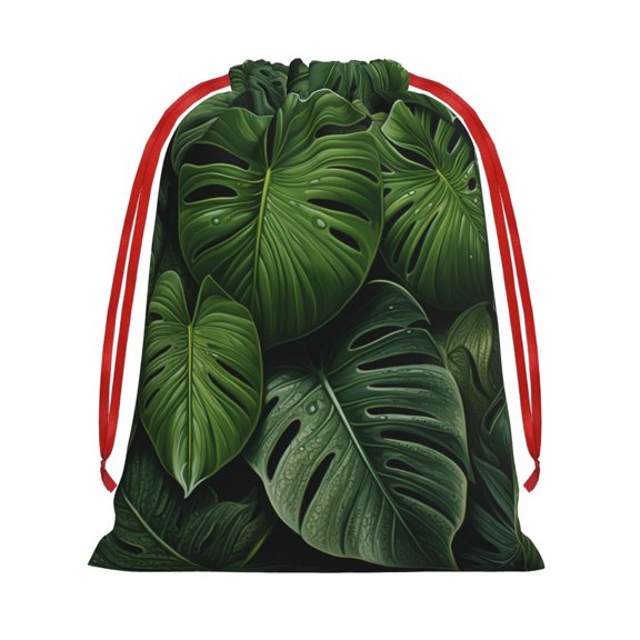 Hawaii Tiki Palm Leaf Green Drawstring Gift Bag Soft Pouch Reusable Favor Bags for Christmas, Halloween, Candy, Wedding, Birthday