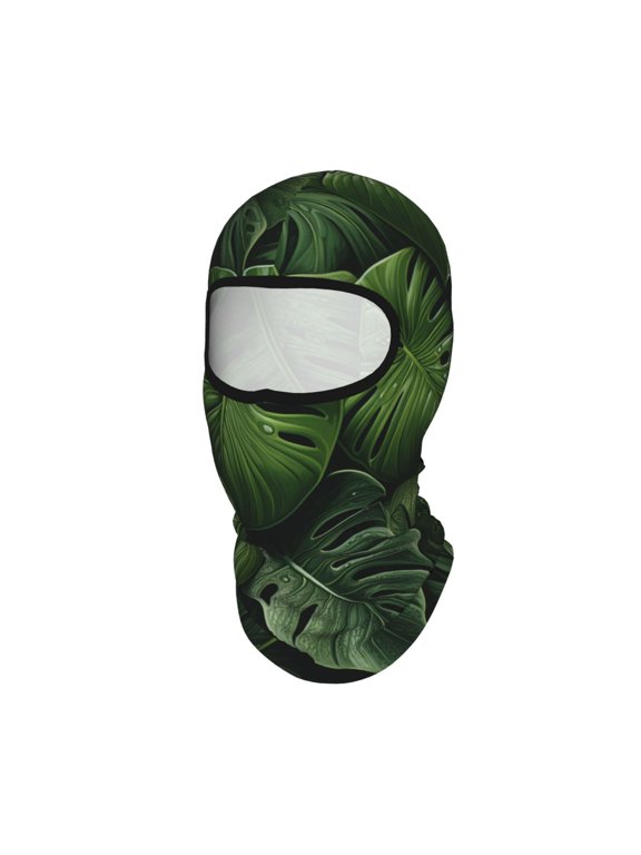 Hawaii Tiki Palm Leaf Green Unisex Balaclava Ski Mask Full Face Cover for Cold Weather & UV Protection, Breathable Cooling Helmet Liner