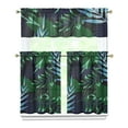 thumbnail image 1 of Hawaii Tropical Flower Kitchen Curtains 3PCS, 27.5x36in Polyester Leaf and Botanical Tier and Valance for Window Drapery Decor, 1 of 6