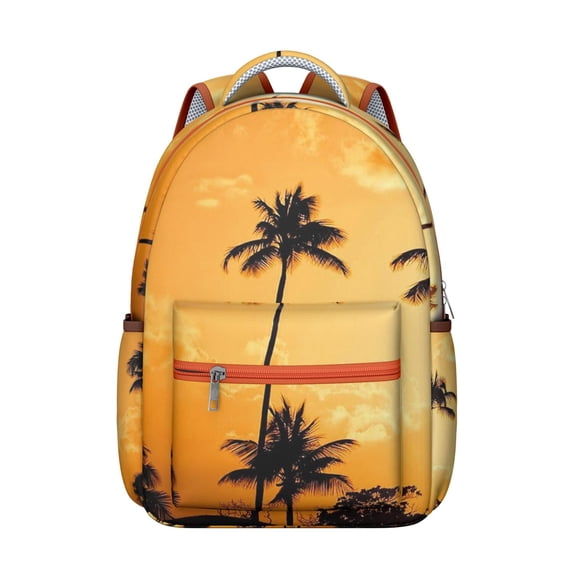 Hawaii Tropical Wind Palm Leaves Backpack: School Life Companion, Durable Lightweight Laptop Daypack with Padded Sleeve, Large Capacity, Perfect Gift