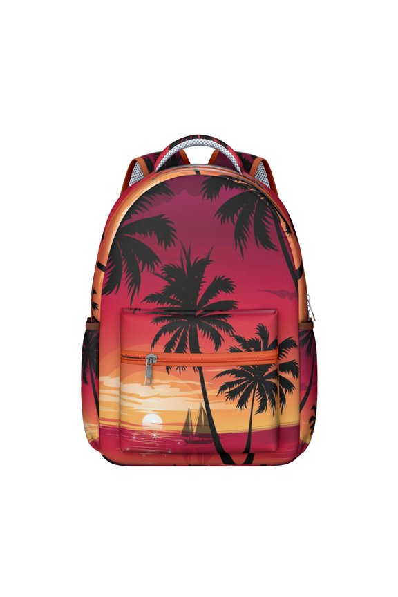Hawaii Tropical Wind Palm Leaves Print Backpack: Durable Lightweight Laptop Daypack for Students, Large Capacity Bookbag with Padded Sleeve, Ideal Gift for Campus Commute