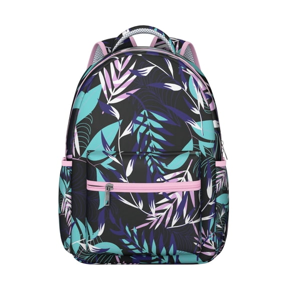 Hawaii Tropical Wind Palm Leaves Print Backpack: Durable Lightweight Laptop Daypack for Students, Large Capacity Bookbag with Padded Sleeve, Perfect Gift for Campus Commute