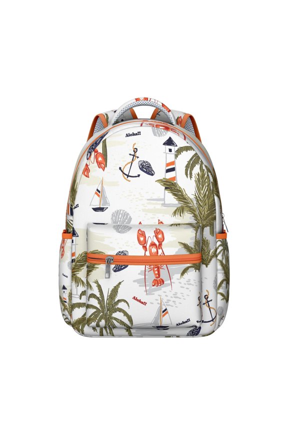 Hawaii Tropical Wind Palm Leaves Print Backpack: Ideal for High School & College Students, Durable Lightweight Laptop Daypack, Large Capacity, Perfect Gift for Commute