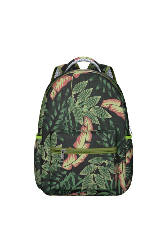 Hawaii Tropical Wind Palm Leaves Print Backpack: Large Capacity Durable Laptop Daypack for Students, Lightweight Bookbag with Padded Sleeve for High School College, Perfect Gift