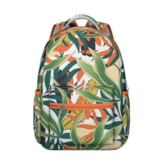 Hawaii Tropical Wind Palm Leaves Print Daypack: Durable Lightweight Laptop Backpack, Perfect Gift for Students, Large Capacity for High School, College, Campus Commute