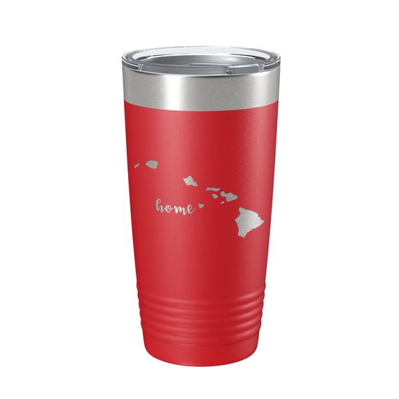 Hawaii Tumbler Home State Travel Mug Insulated Laser Engraved Map Coffee Cup 20 oz Red