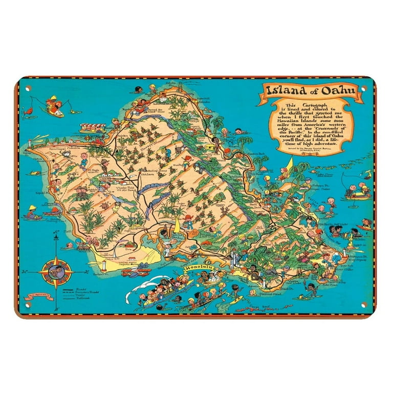 hawaii-usa-island-of-oahu-map-vintage-hawaiian-colored-cartographic-map-by-ruth-taylor-white-c-1941-8-x-12-inch-vintage-wood-art-sign-walmart-com for Free Printable Map Of Oahu Hawaii USA - Island of Oahu Map - Vintage Hawaiian Colored Cartographic Map by Ruth Taylor White c.1941 - 8 x 12 inch Vintage Wood Art Sign - Walmart.com for Free Printable Map Of Oahu