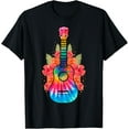 thumbnail image 1 of Hawaii Uke Flower Ukulele Guitar T-Shirt men and women can wear,black,white,creative gift, 1 of 4