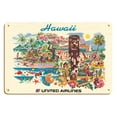 thumbnail image 1 of Hawaii - United Airlines - Vintage Airline Travel Poster by Joseph Fehér c.1956 - 8 x 12 inch Vintage Wood Art Sign, 1 of 4