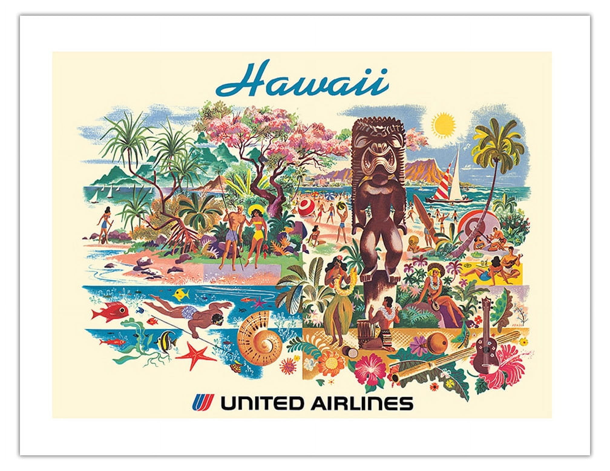 Hawaii - United Airlines - Vintage Airline Travel Poster by Joseph
