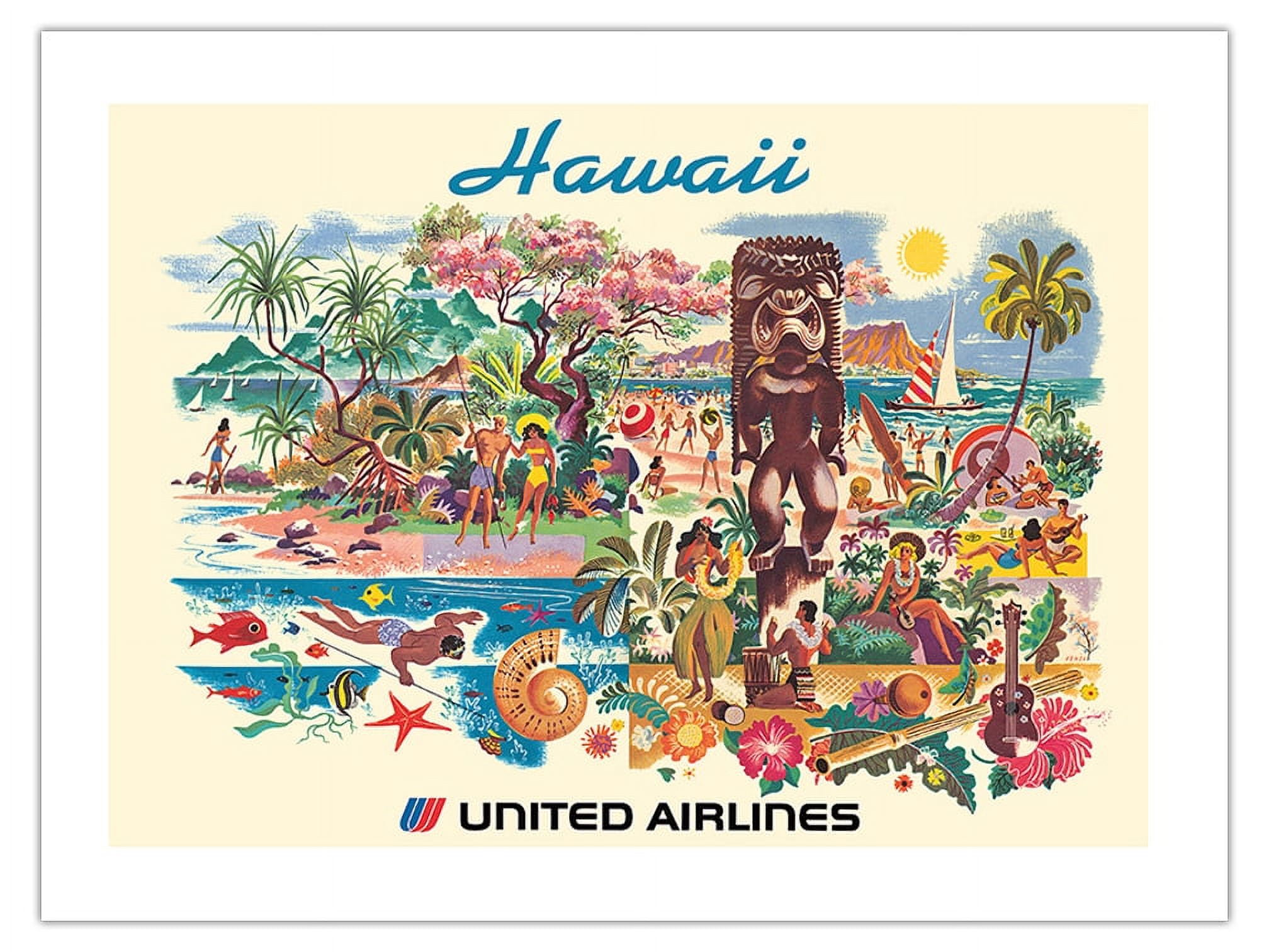 Hawaii - United Airlines - Vintage Airline Travel Poster by Joseph