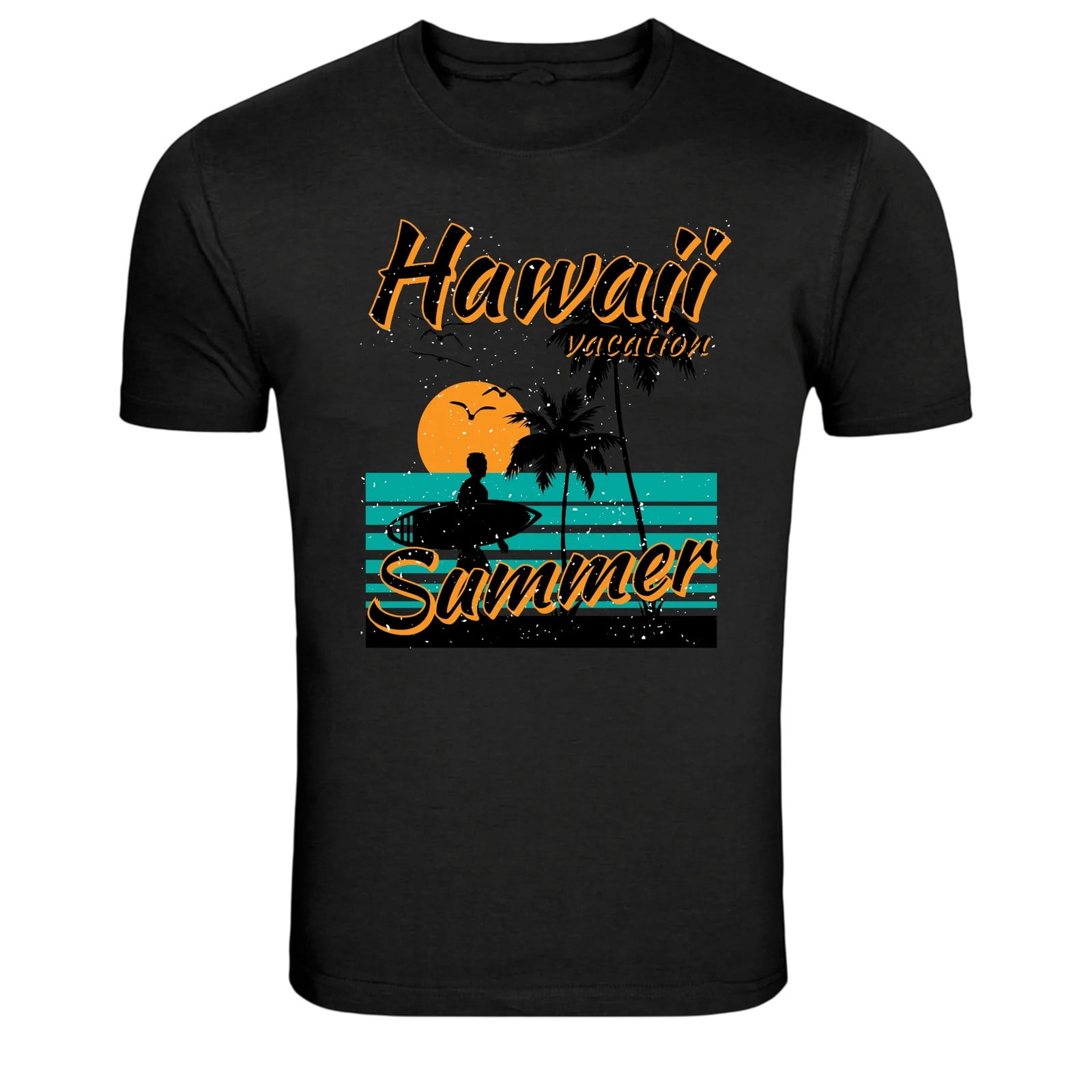 Hawaii Vacation Summer Surf Beach Graphic T Shirt Tropical Tee