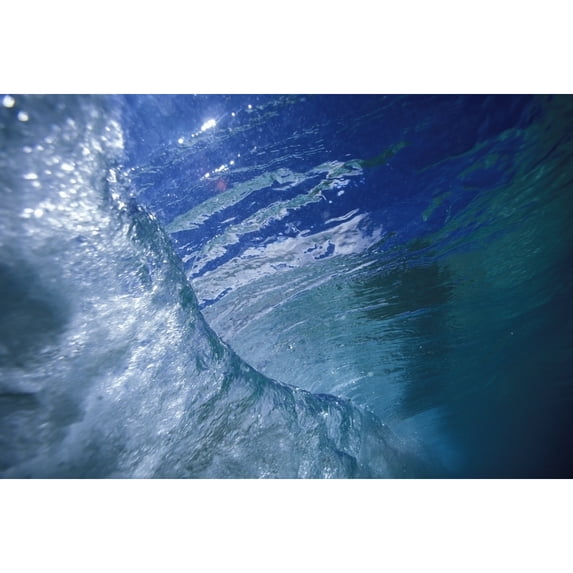 Hawaii, View Of A Wave From Underwater Looking At Surface Down The Curl. Poster Print (17 x 11)