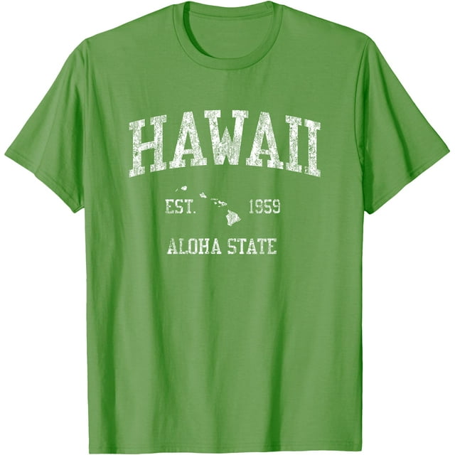 Hawaii Vintage Sports Design Hawaiian Islands HI Unisex T-Shirt for Men Women,Lime Color,Size 5/6