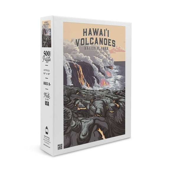 Hawaii Volcanoes National Park, Hawaii, Painterly National Park Series (19x27 inches, Premium 500 Piece Jigsaw Puzzle for Adults and Family, Made in USA)