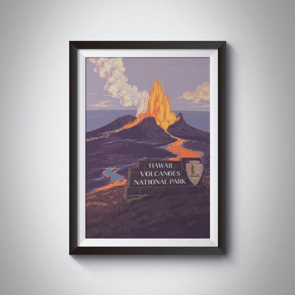 Hawaii Volcanoes National Park Mauna Loa Nature Decor, Unframed Paper Poster 8x10in