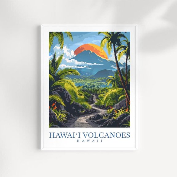 Hawaii Volcanoes Wall Art Print Lava Landscape Decor Unframed Paper Print
