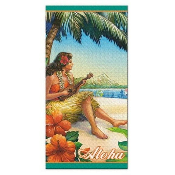 Hawaiian 60" x 30" Vintage Hula Girl Beach Towel, 1 Each