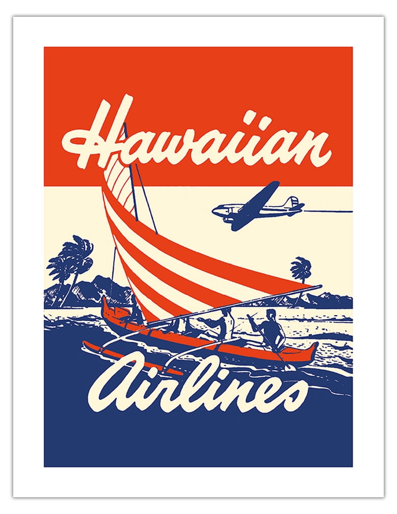 Hawaiian Airlines - Hawaiians in Outrigger Canoe (Wa'a) - Vintage