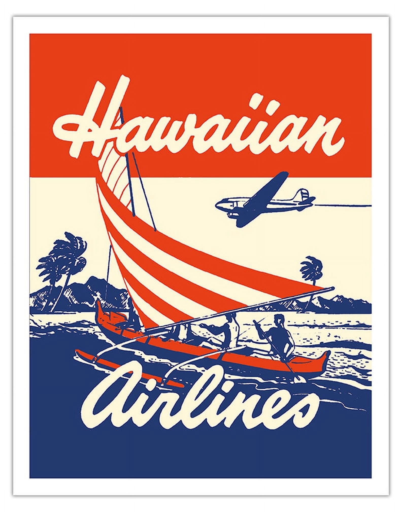 Hawaiian Airlines - Hawaiians in Outrigger Canoe (Wa'a) - Vintage