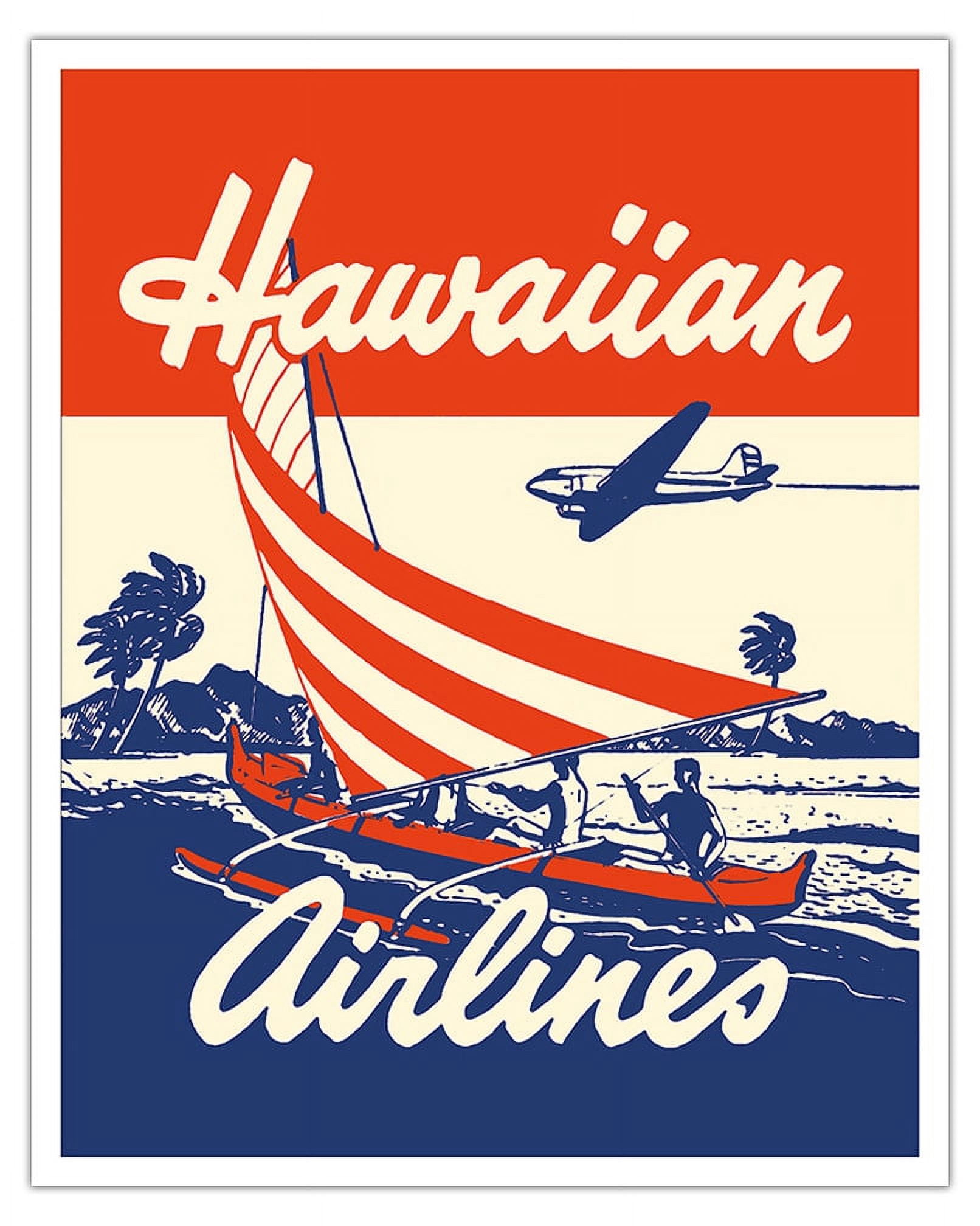 Hawaiian Airlines - Hawaiians in Outrigger Canoe (Wa'a) - Vintage