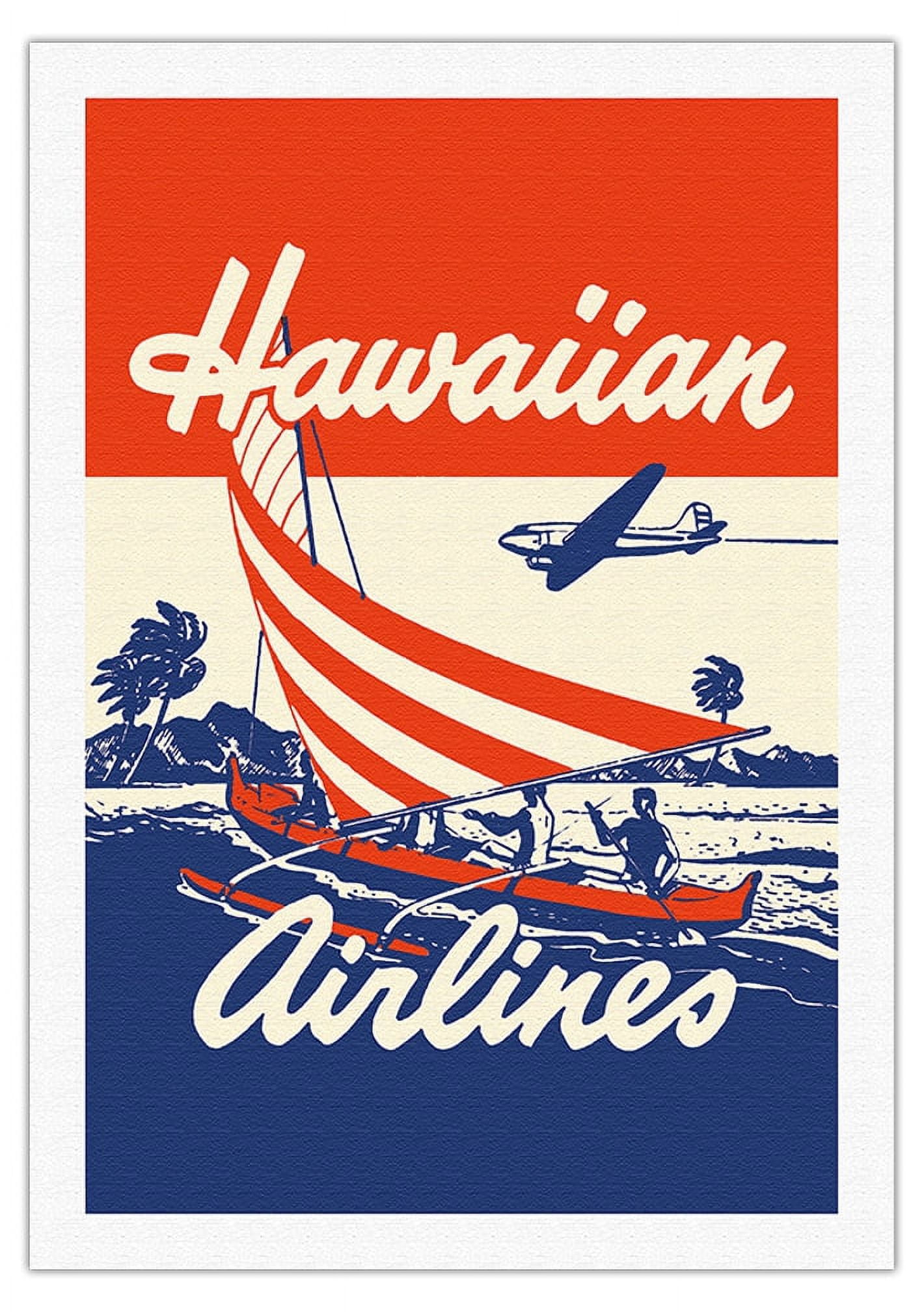 Hawaiian Airlines - Hawaiians in Outrigger Canoe (Wa'a) - Vintage