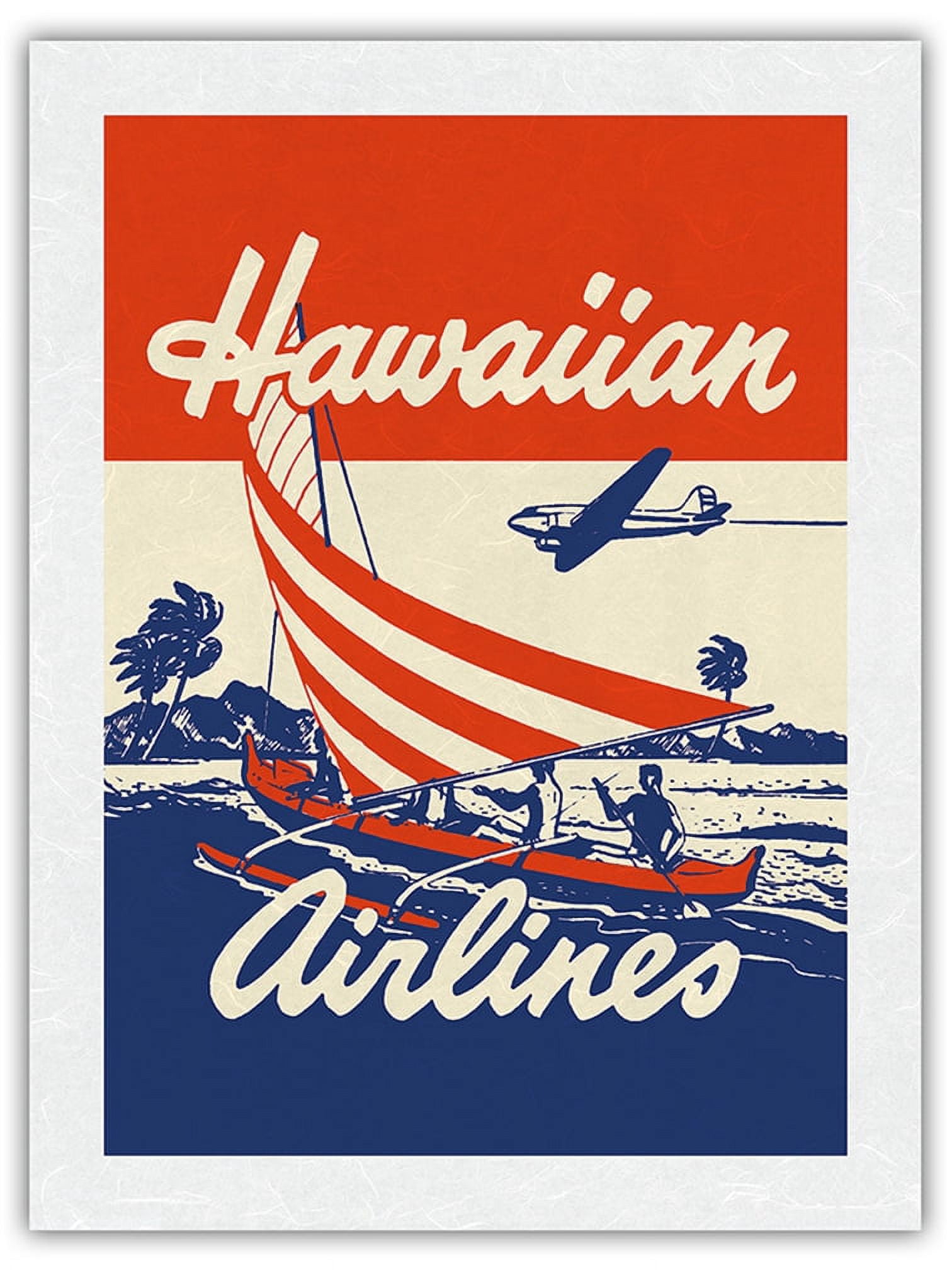 Hawaiian Airlines - Hawaiians in Outrigger Canoe (Wa'a) - Vintage ...