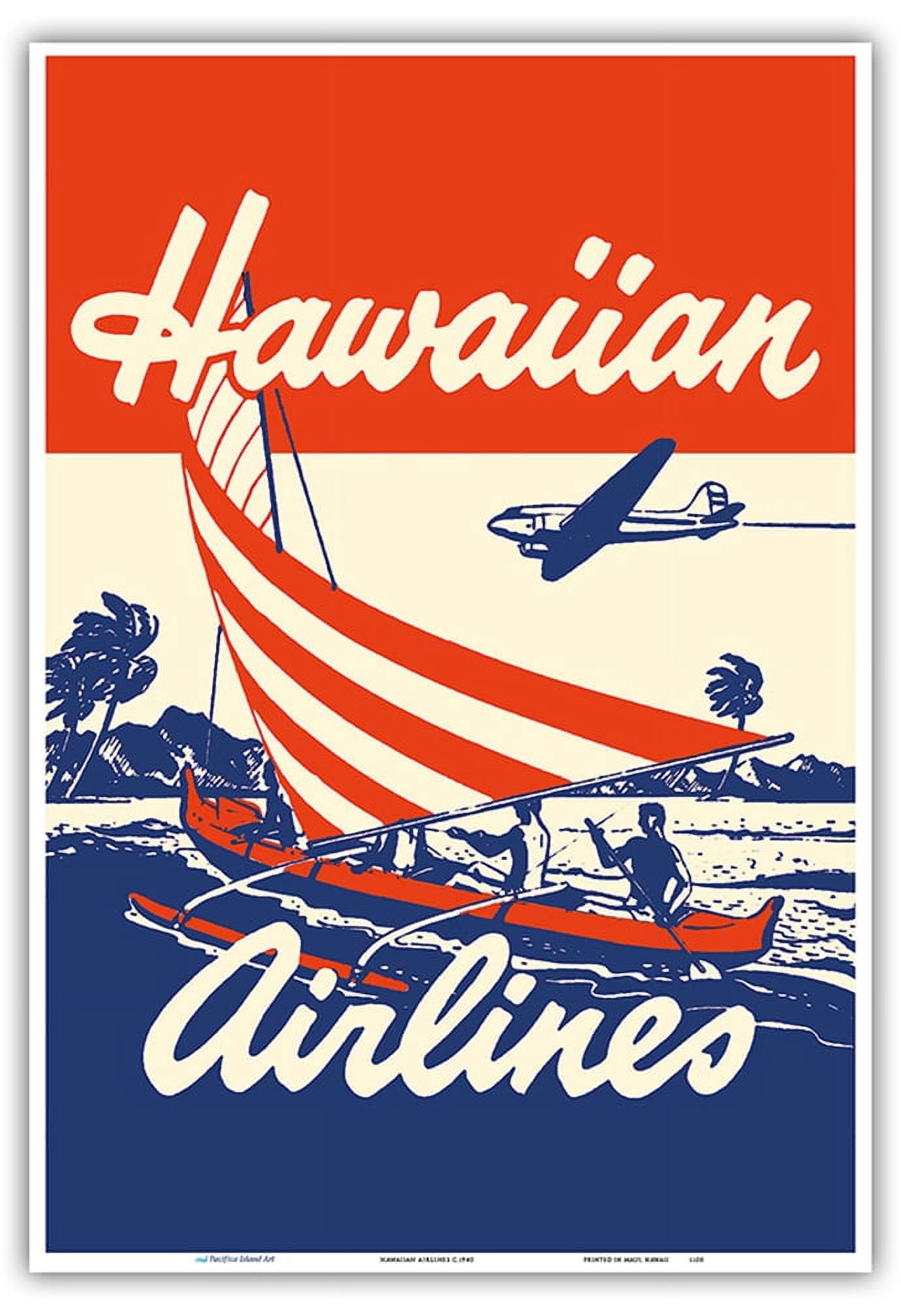 Hawaiian Airlines - Hawaiians in Outrigger Canoe (Wa'a) - Vintage