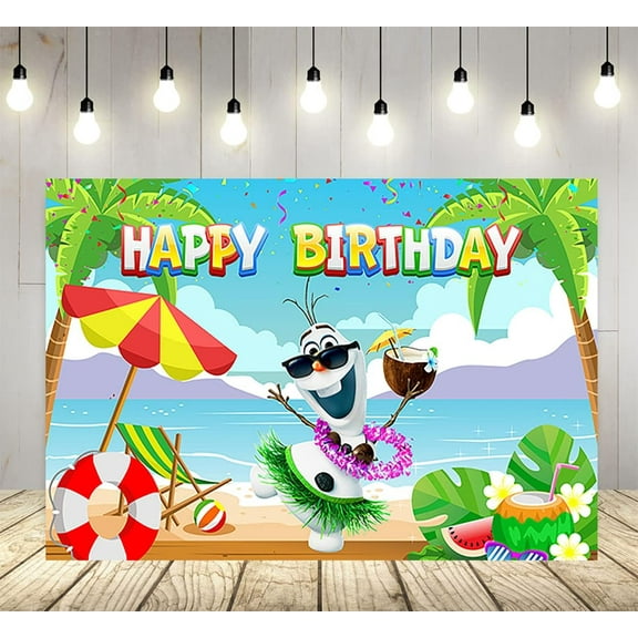 Hawaiian Aloha Backdrop for Birthday Party Supplies Summer Photo Backgrounds Olaf Theme Baby Shower Banner 84x60in