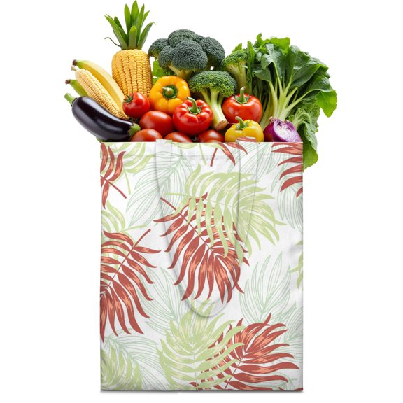 Hawaiian Aloha Canvas Tote Bag, Vibrant Floral Reusable Bag with Palm Leaf Print, Lightweight Eco-Friendly Handbag for Women, Ideal for Summer Beach or Travel
