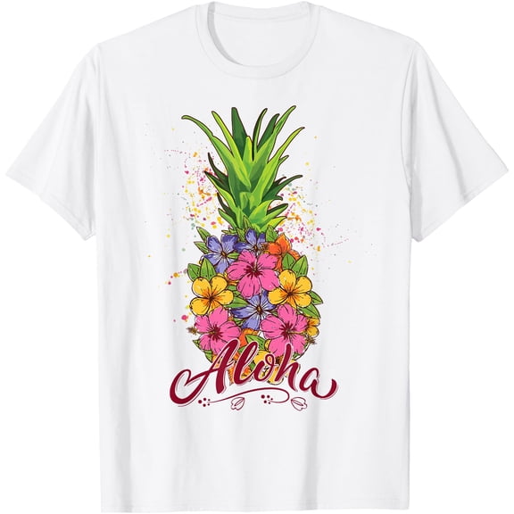 Hawaiian Aloha Hawaii Pineapple Floral Unisex T-Shirt for Men Women
