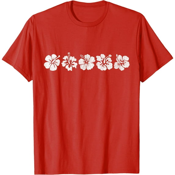Hawaiian Aloha Hibiscus Flower Hawaii Surfer Unisex T-Shirt for Men Women,Red Color,Size M