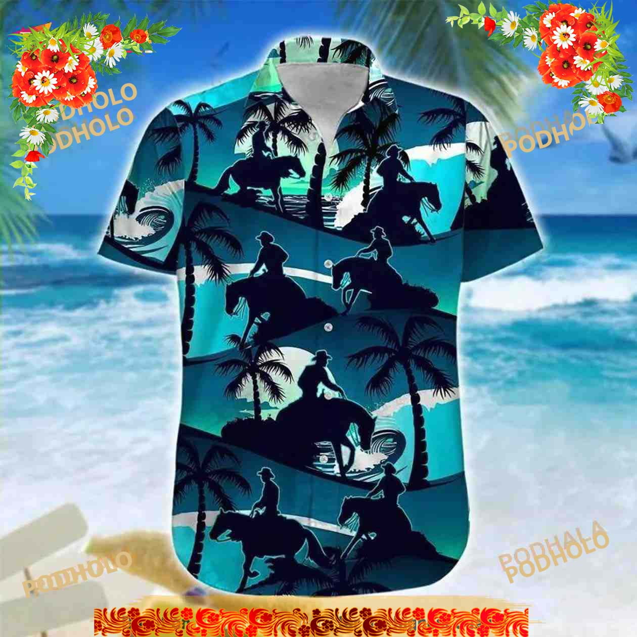 Horse Lovers Gift Hawaiian Shirt, Horse Hawaiian shirt vintage flower, Horse aloha shirt HO2624 main image 1