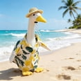 thumbnail image 1 of Hawaiian Aloha Themed Porch Goose Outfit With Printed Shirt And Straw Hat For 19 To 23 Inch Goose Statue Summer Yard Decor, 1 of 9