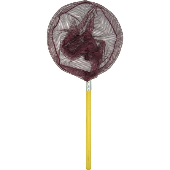 Hawaiian Angler 12" Red Net, Round Hoop, Wooden Handled Scoop Net